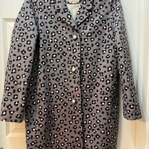 Kate Spade Gray and Pink Leopard Print Coat